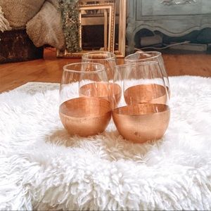 4 bronze dipped stemless wine glasses